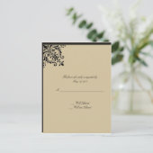 Camelot goud met zwarte rollen bloemenmedailles uitnodiging briefkaart (Staand voorkant)