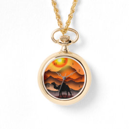 Camels bij Sunset Desert Watch Horloge