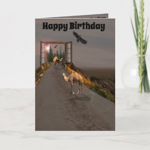 Camels die naar Wonderland lopen, Birthday Kaart