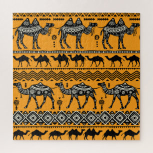 Camels illustratie Naadloos patroon ontwerp. Legpuzzel