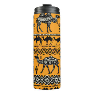 Camels illustratie Naadloos patroon ontwerp. Thermosbeker