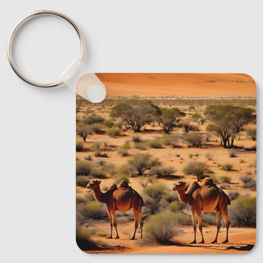 Camels in de Australische outback, keyring Sleutelhanger (Voorkant)