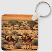 Camels in de Australische outback, keyring Sleutelhanger (Achterkant)