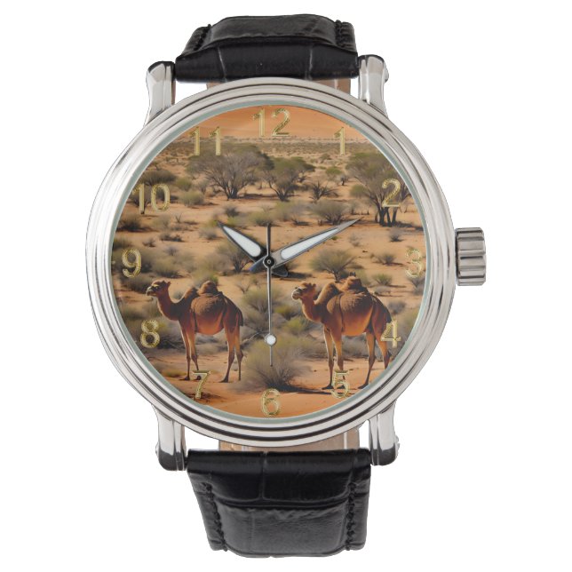 Camels in de Australische outback, Wrist Watch Horloge (Voorkant)