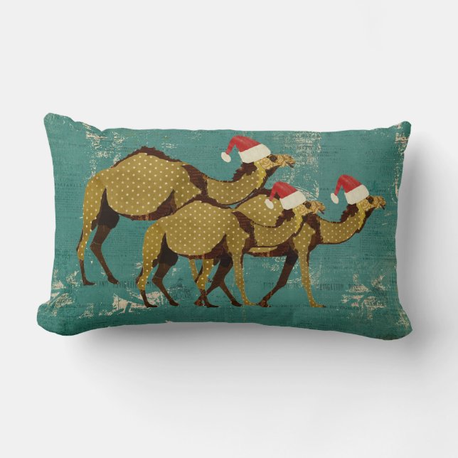 Camels Kerstblauw lumbar Pillow Kussen (Voorkant)