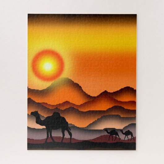Camels op de Sunset Desert Puzzle Gift - Schildere Legpuzzel (Verticaal)