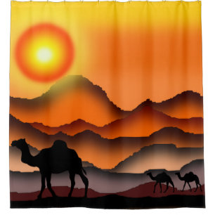 Camels op het Sunset Desert Shower-gordijn - Schil Douchegordijn