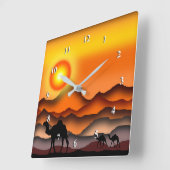 Camels op Sunset Desert Wall Clock - Kunst schilde Vierkante Klok (Hoek)