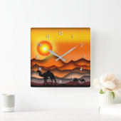 Camels op Sunset Desert Wall Clock - Kunst schilde Vierkante Klok (Huis)