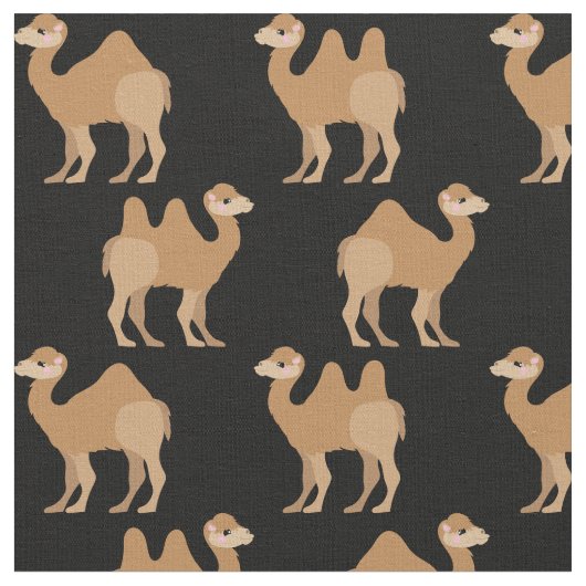 Camels Print Fabric Black Stof (Close Up)