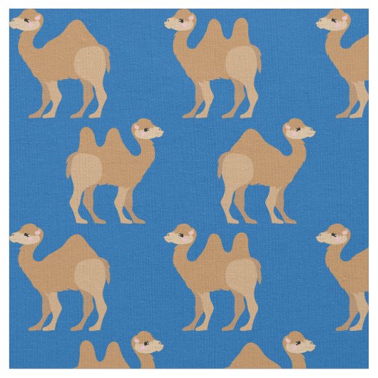 Camels Print Fabric Blue Stof (Close Up)
