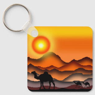 Camels Sleutelhanger Beauful Desert Sunset