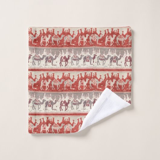 Camels Train, Camels Pattern, camel print Bad Handdoek (Wasdoekje)