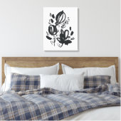 Cameo Bloom - Zwart-wit Canvas Afdruk (Insitu (Slaapkamer))