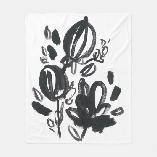 Cameo Bloom - Zwart-wit Fleece Deken (Voorkant)