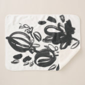 Cameo Bloom - Zwart-wit Sherpa Deken (Voorkant (horizontaal))