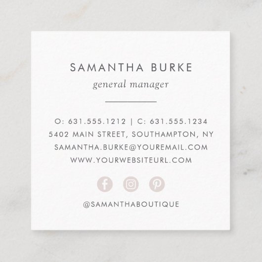 Cameo Blush Pineapple Vierkante Visitekaartje (Achterkant)