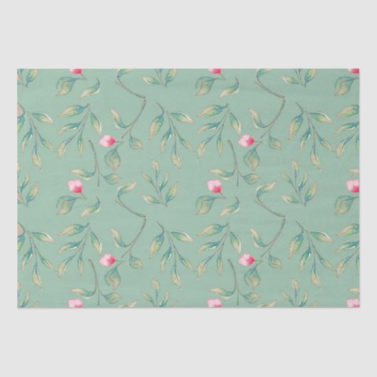 Cameo Green Floral Tissue Paper Tissuepapier (Voorkant)