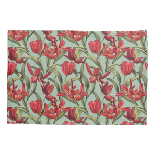 Cameo Green Waterverf Floral Pillow Hoesje Kussensloop (Achterkant)