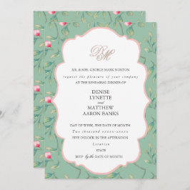 Cameo Groen en Gossamer Roze Rehearsal Dinner Kaart