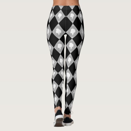 Cameo Harlequin Pattern in Black, White, Grey Leggings (Achterkant)