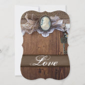  Cameo Key Burlap Wood Wedding nodigt uit Kaart (Achterkant)