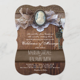 Cameo Key Burlap Wood Wedding nodigt uit Kaart