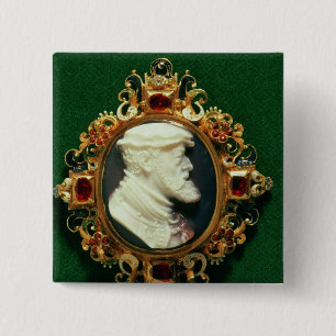 Cameo met het portret van Charles I van Spanje Vierkante Button 5,1 Cm
