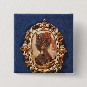 Cameo met profielkop vierkante button 5,1 cm