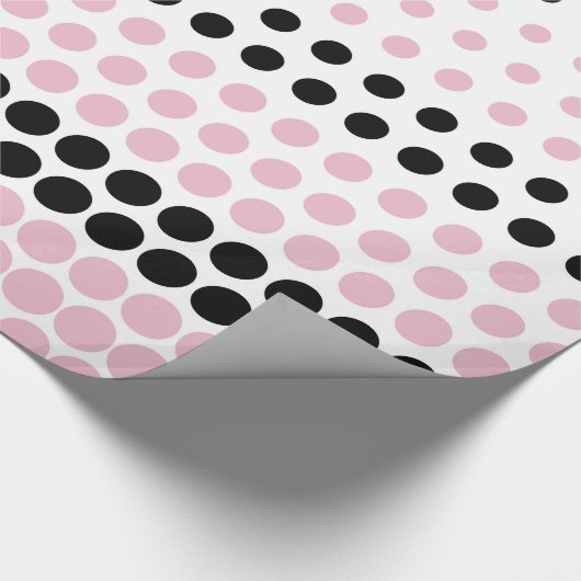 Cameo Pink en Black Polka Dot Cadeaupapier (Hoek)