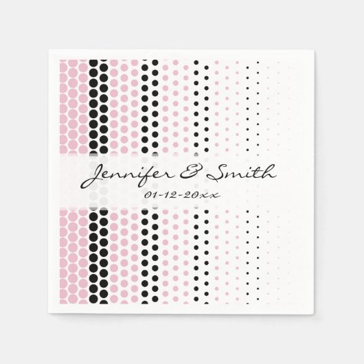 Cameo Pink en Black Polka Dot Servetten (Voorkant)
