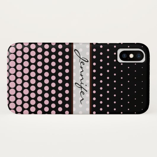 Cameo Pink Polka Dot Elegant Modern Black Case-Mate iPhone Case (Achterkant (horizontaal))