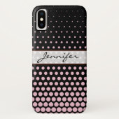 Cameo Pink Polka Dot Elegant Modern Black Case-Mate iPhone Case (Achterkant)