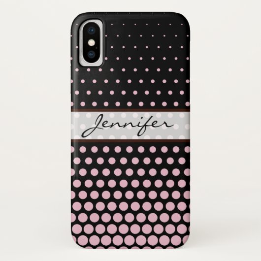 Cameo Pink Polka Dot Elegant Modern Black Case-Mate iPhone Case (Achterkant)