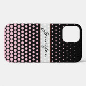 Cameo Pink Polka Dot Elegant Modern Black Case-Mate iPhone Case (Achterkant (horizontaal))