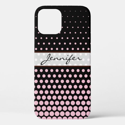 Cameo Pink Polka Dot Elegant Modern Black Case-Mate iPhone Case (Achterkant)