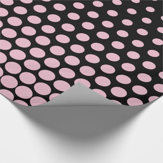 Cameo Pink Polka Dot Modern Black Cadeaupapier (Hoek)