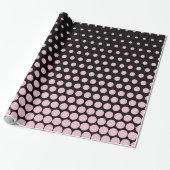 Cameo Pink Polka Dot Modern Black Cadeaupapier (Uitgerold)