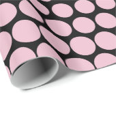 Cameo Pink Polka Dot Modern Black Cadeaupapier (Rol Hoek)