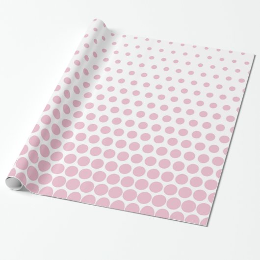 Cameo Pink Polka Dot Modern White Cadeaupapier (Uitgerold)