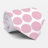 Cameo Pink Polka Dot Modern White Stropdas (Opgerold)