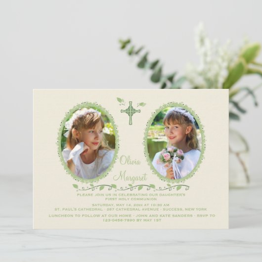 Cameo religieuze uitnodiging (Staand voorkant)