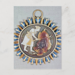 Cameo toont keizer Shah Jahan die leeuw vermoordt Briefkaart