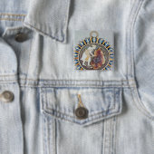 Cameo toont keizer Shah Jahan die leeuw vermoordt Vierkante Button 5,1 Cm (In situ)