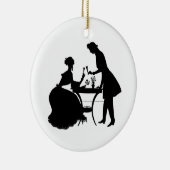 Cameo Victoriaans Couple Keramisch Ornament (Rechts)