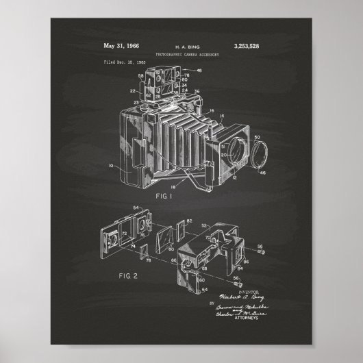  camera 1966 Patent Art - Chalkboard Poster (Voorkant)