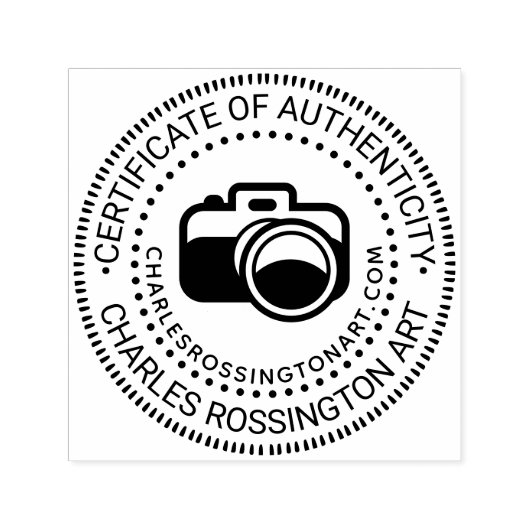 Camera #3 “Certificaat van Echtheid” Naam URL Zelfinktende Stempel (Design)
