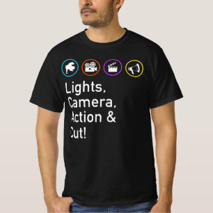 Camera Action&amp lampjes; Funny Film TV-bemanning T-shirt