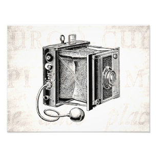  camera - Antiek camera's Fotografie zwart Foto Afdruk