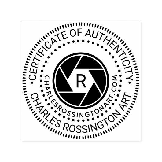 Camera Aperture Certificaat van echtheid URL In Zelfinktende Stempel (Design)